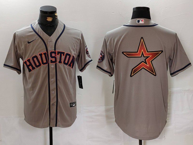 Men Houston Astros Blank Grey Nike Game 2024 MLB Jersey style 4